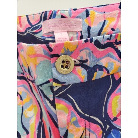 LILLY PULITZER KELLY SKINNY ANKLE PANTS NAVY BLUE BRIGHT PINK FLORAL WOMEN 0 - Picture 15 of 16